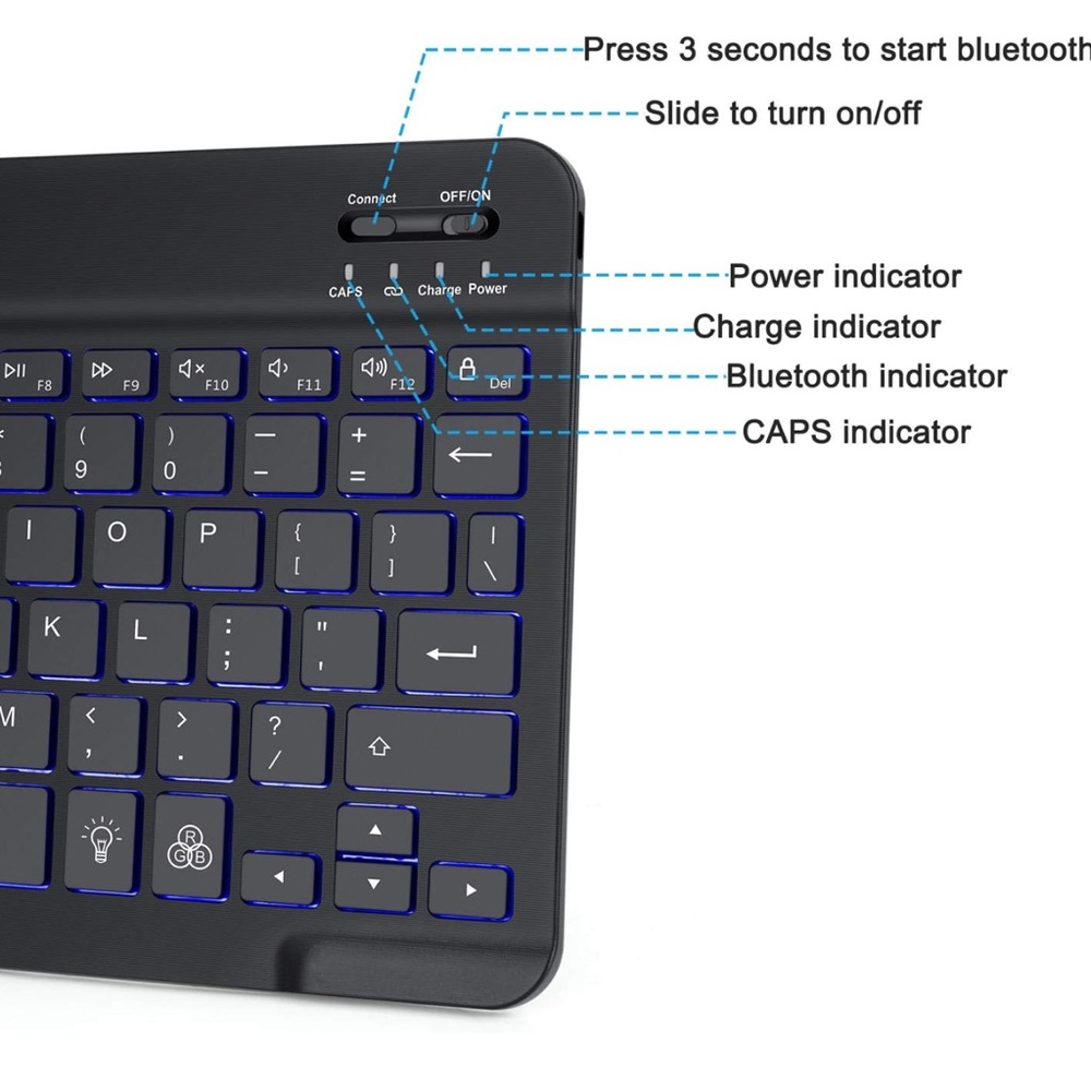 Wireless Backlit Keyboard with 7 Adjustable Colours BackLighting - Picture 6 of 13